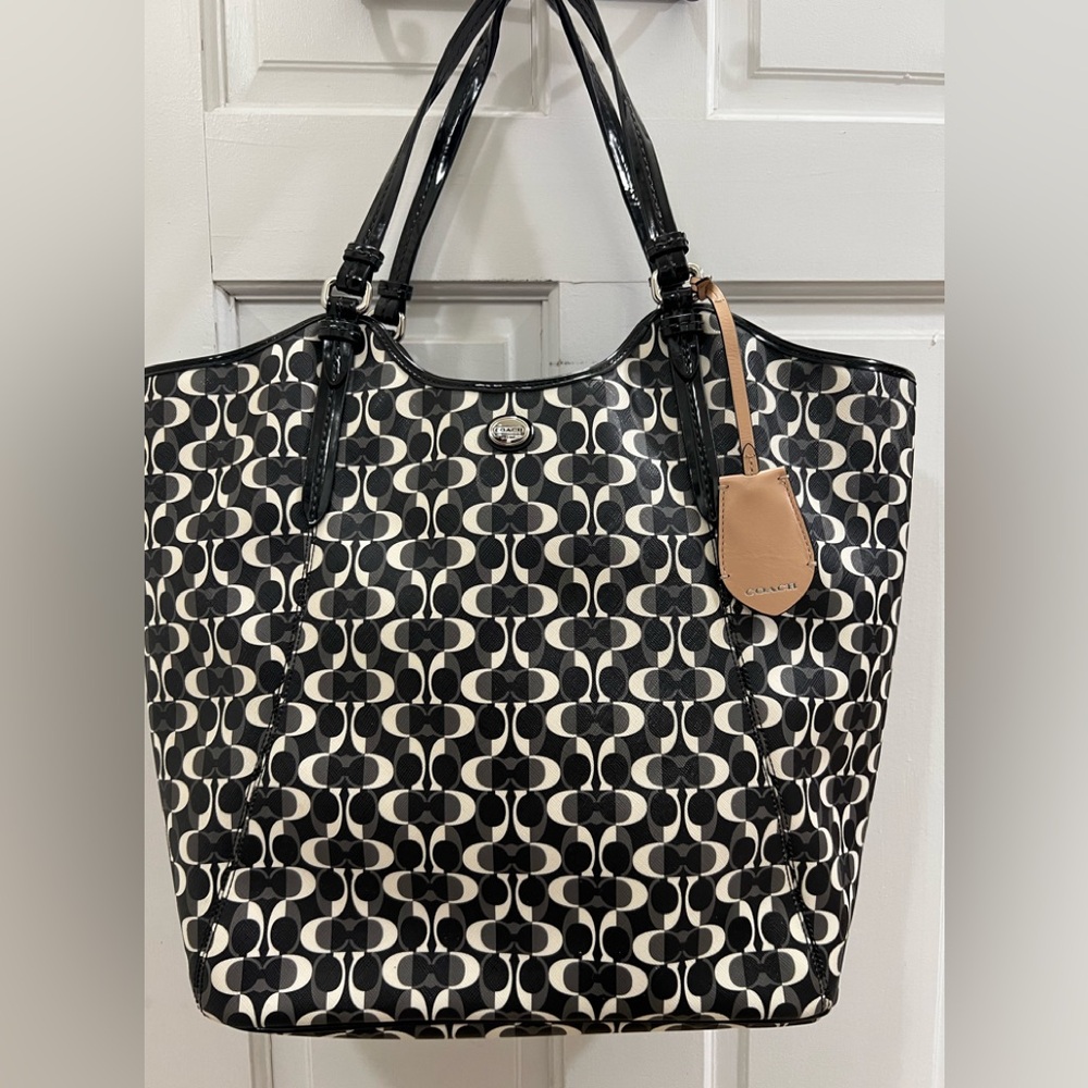 Coach Black and White Tote Bag